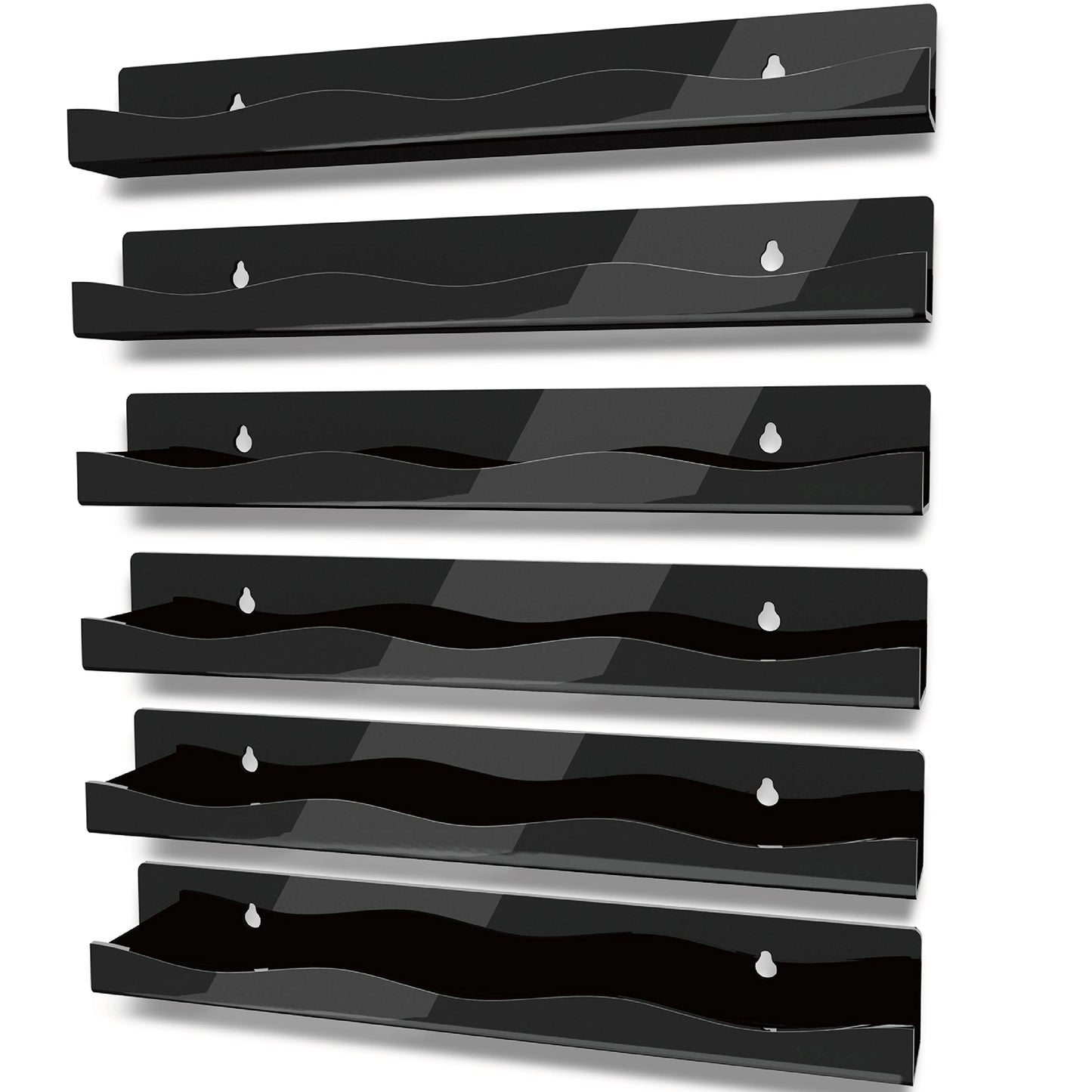 Ymvv 15'' Nail Polish Rack Wall Mounted Shelf,6 Pack Black Acrylic Organizer Supplies For Nail Techs,Great Display For Salons Re