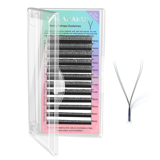 Nagaraku 1 Tray Yy Eyelash Extensions Y Lash 0.05Mm D 8-15Mm Mix Tray In 1 Pack Premade 4D Easy Fan Russian Volume Cluster Faux