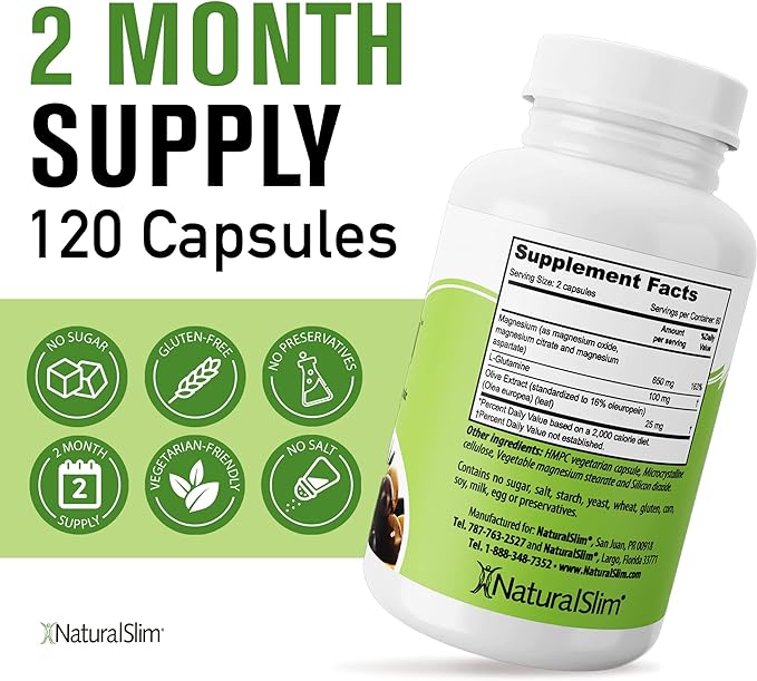 NaturalSlim Magnesium Oxide - Constipend for Constipation Relief, Colon Cleanser & Stool Softeners for Women & Men with Magnesium Citrate, Aspartate, & Olive Extract - 120 Vegetable Capsules