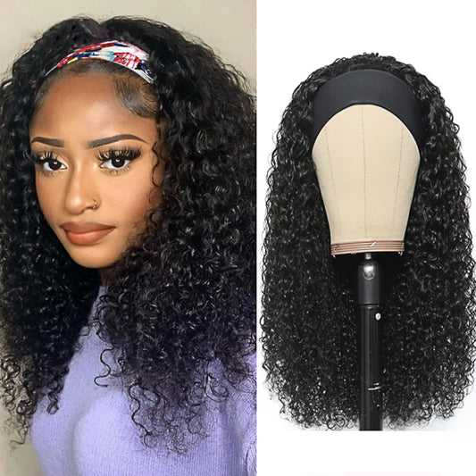 Xsy Headband Wig Human Hair Deep Wave Wigs 16 Inch Glueless Curly Headband Wig None Lace Front Wigs Human Hair For Black Women 1