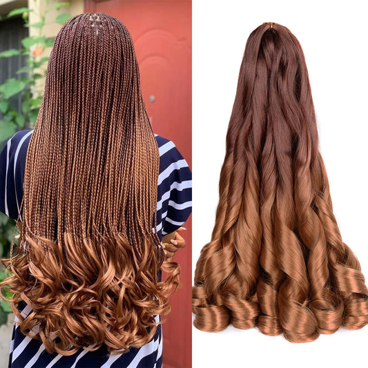 Luoyudu French Curly Braiding Hair 24 Inch Bouncy Braiding Hair 8 Pack Curly Braiding Hair 75G/Pack Loose Wave Crochet Hair Pre