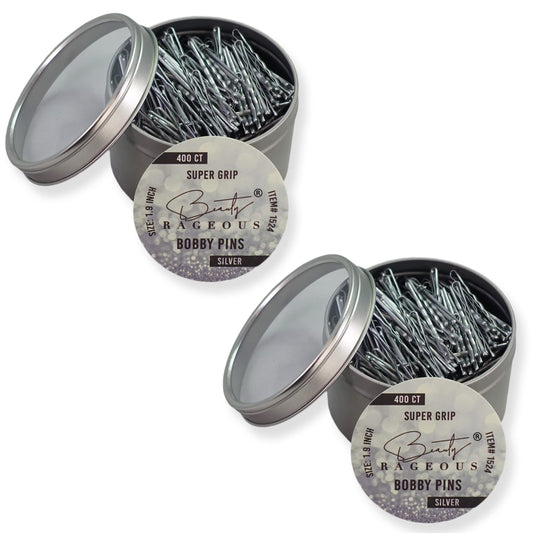 Super Grip Bobby Pins - Women'S 1.9 Inch - Easy, Secure, All Hair Types - Handy Reusable Tin (Silver - 800 Ct Approx)