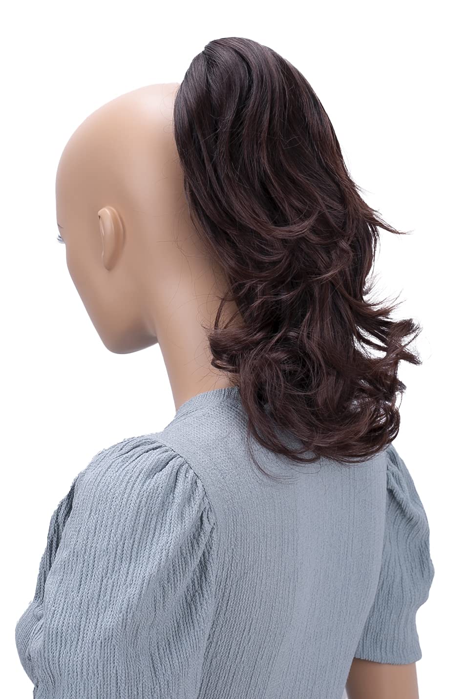 Caisha 14'' Wavy Clip On Ponytail With Butterfly Clip Hairpiece Heat-Resistant Synthetic Fibres Dark Brown Mix H108