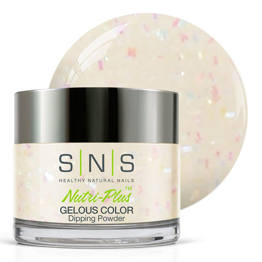 Sns Nail Dip Powder, Gelous Color Dipping Powder - Vanity Waltz (White, Pastel/Cream, Glitter) - Long-Lasting Dip Nail Color Las