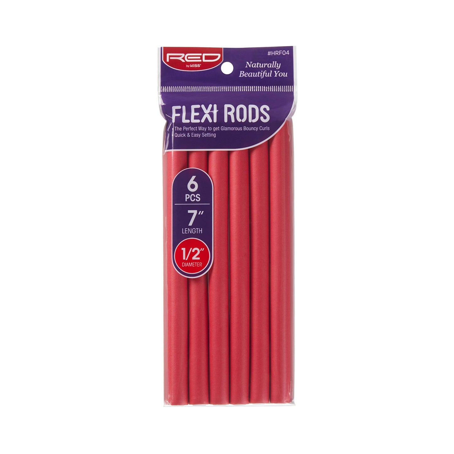 Red By Kiss Flexi Rods - Heatless Hair Curler For 90S Glamorous Bouncy Curls Beach Waves, No Slips, Sleep Styler(7'' Length, 1/2