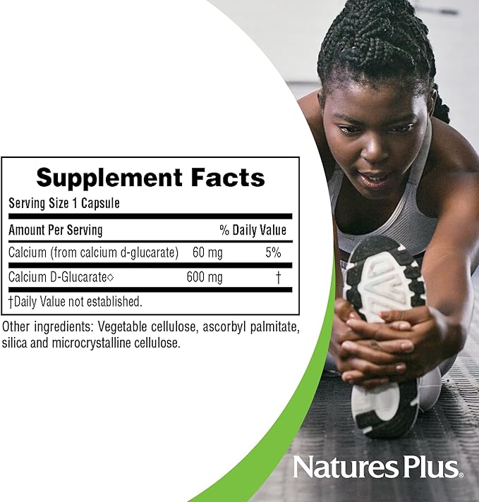 NaturesPlus PRO Calcium D-Glucarate (CDG) 600 mg - 90 Capsules - Non-GMO, Vegan, Gluten Free, Soy Free - 90 Servings