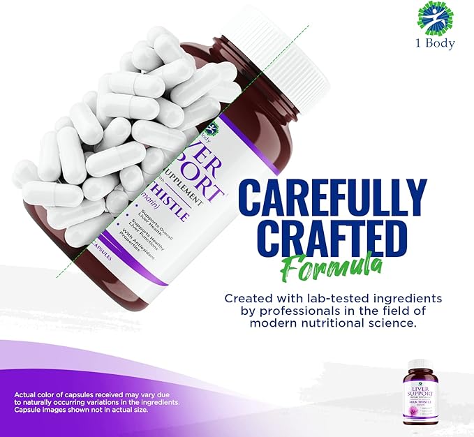 1 Body Liver Support Triple Pack - 180 Capsules - Milk Thistle and Dandelion Root