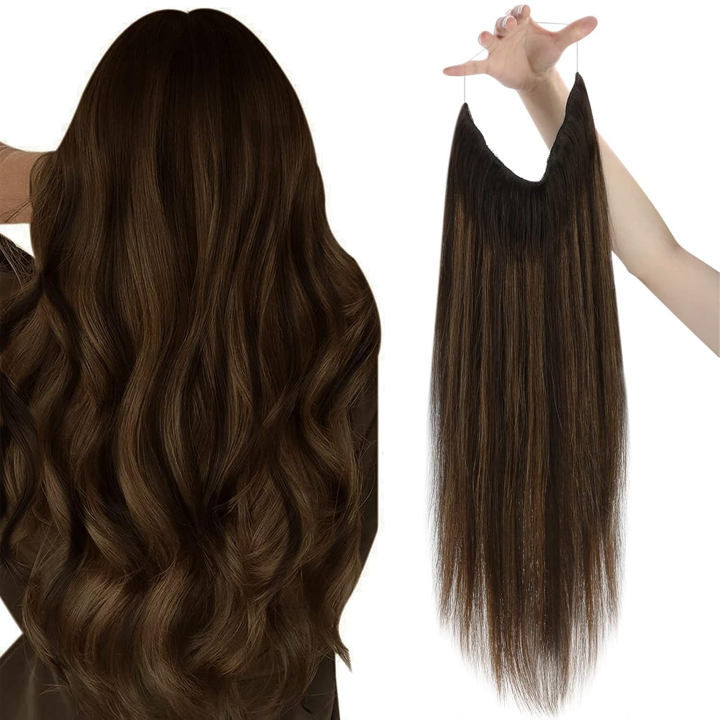 Sunny Wire Hair Extensions Brown 95G Human Hair With Secret Wire Human Hair Extensions Dark Brown To Chestnut Brown Balayage Wir
