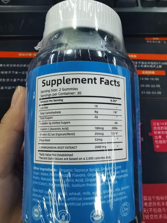 (120 Count) Ashwagandha Gummies KSM-66 - Mixed Berry, Vegan, Plant Based, Non-GMO, Gluten-Free & Gelatin Free Relax, Organic Ashwa Root Extract Supplement for Immune Support