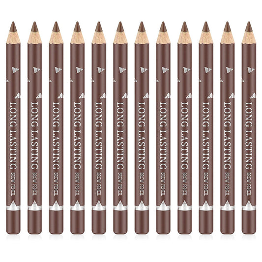 Go Ho 12 Pcs Brown Eyebrow Eyeliner Pencils Makeup Pen,Sweatproof Eye Brow Pencil,Long-Lasting Nice Color Eye Brow Gel Pen Makeu