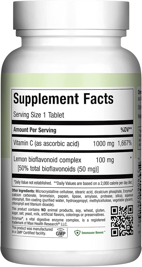 1000 mg Vitamin C - 1000mg Tablets Ultra High Absorption Formula - Gluten Free Kosher Dietary Non GMO Vitamin C Supplement for Immune Support - VIT C Vitamin C Tablets from Ascorbic Acid, 100 Count