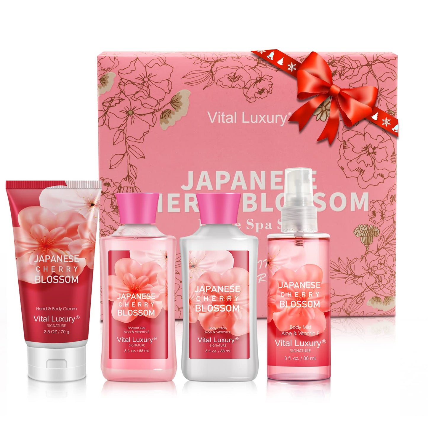 Vital Luxury Bath & Body Kit, 3 Fl Oz Travel Size, Ideal Skincare Relaxing Home Spa Set, Includes Body Lotion, Shower Gel, Body