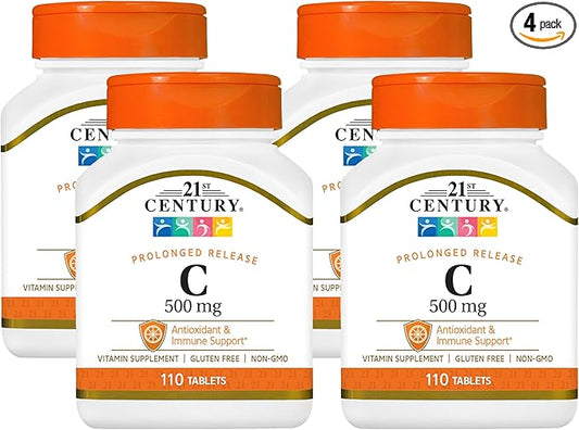 21st Century C 500 mg Prolonged Release Tablets, 110 Count (21190) (Pack of 4)