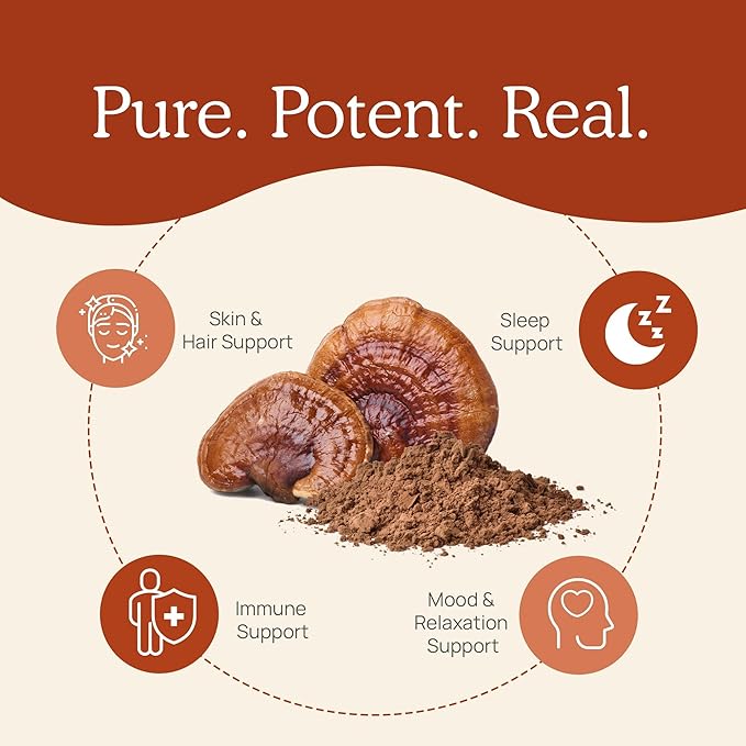 Real Mushrooms Reishi Capsules - Organic Mushroom Extract Supplement with Potent Red for Longevity, Mood, Sleep, Immune Support Vegan Supplement, Non-GMO, 200 Caps
