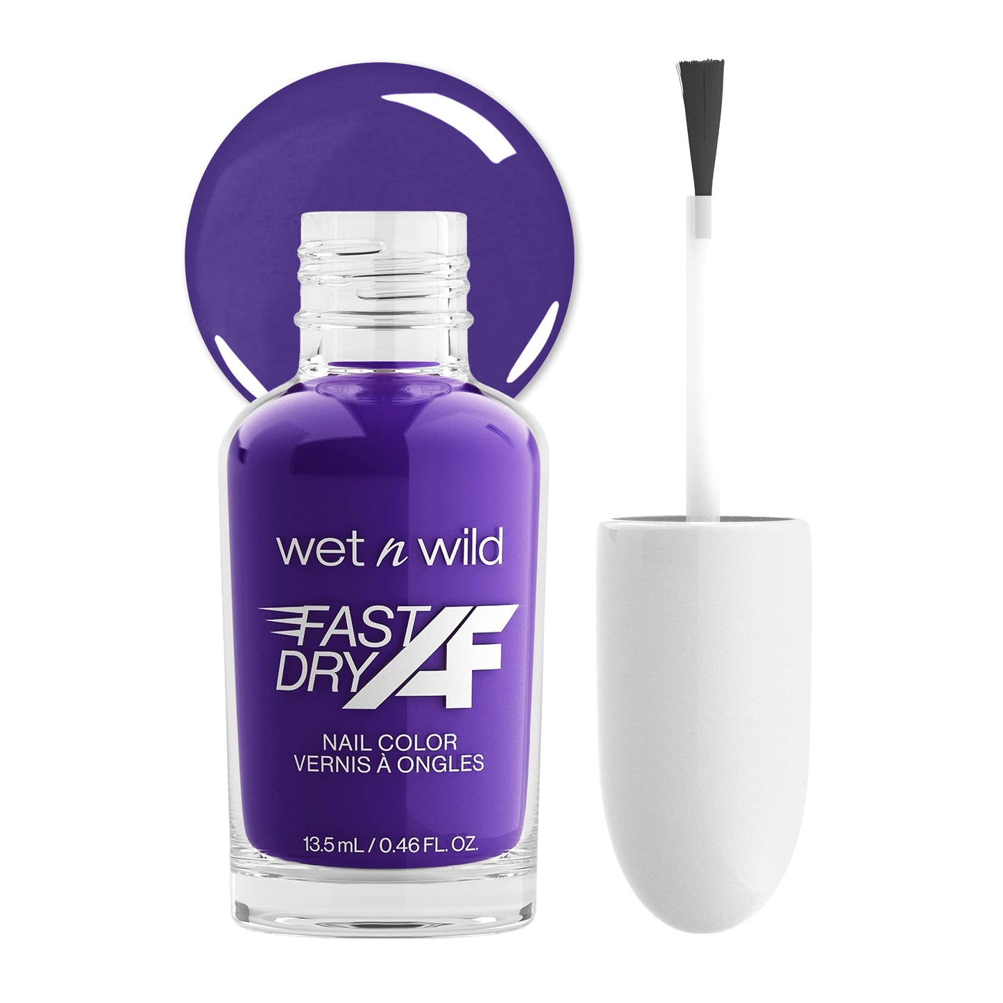 Wet N Wild Fast Dry Af Nail Polish Color, Purple Married Into Royalty | Quick Drying - 40 Seconds | Long Lasting - 5 Days, Shine