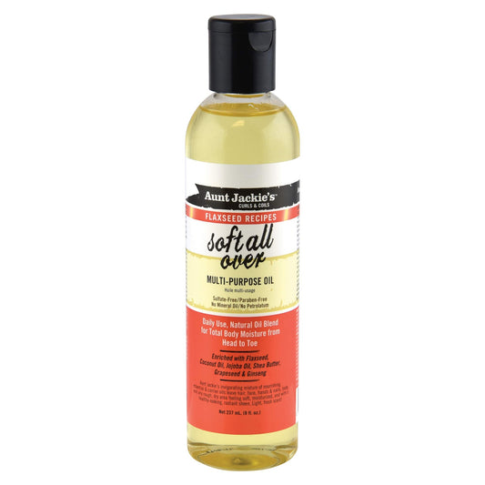 Aunt Jackie'S Flaxseed Recipes Soft All Over, Multi-Use Oil For Hair And Body, Enriched With Flaxseed, Avocado, Coconut Oil And