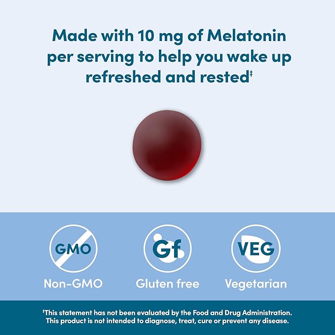 Amazon Elements - Melatonin 10mg Gummies, Supports Restful Sleep, Strawberry, 60 Count (Previously Revly) (Pack of 2)