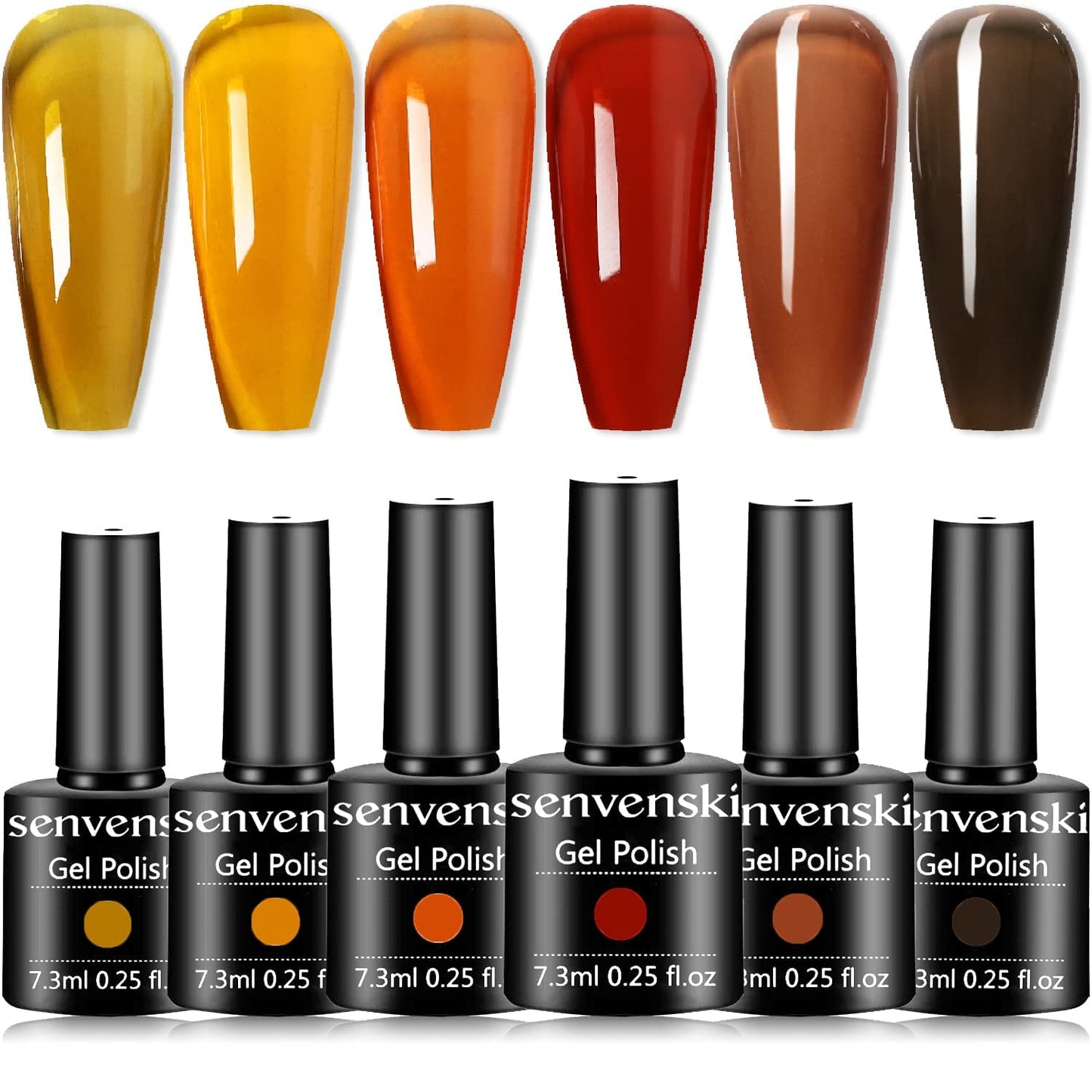 Senvenski Tortoise Shell Nails, Orange Jelly Gel Nail Polish Crystal Translucent Sheer Clear Red Coral Grey Amber Brown Gift Uv
