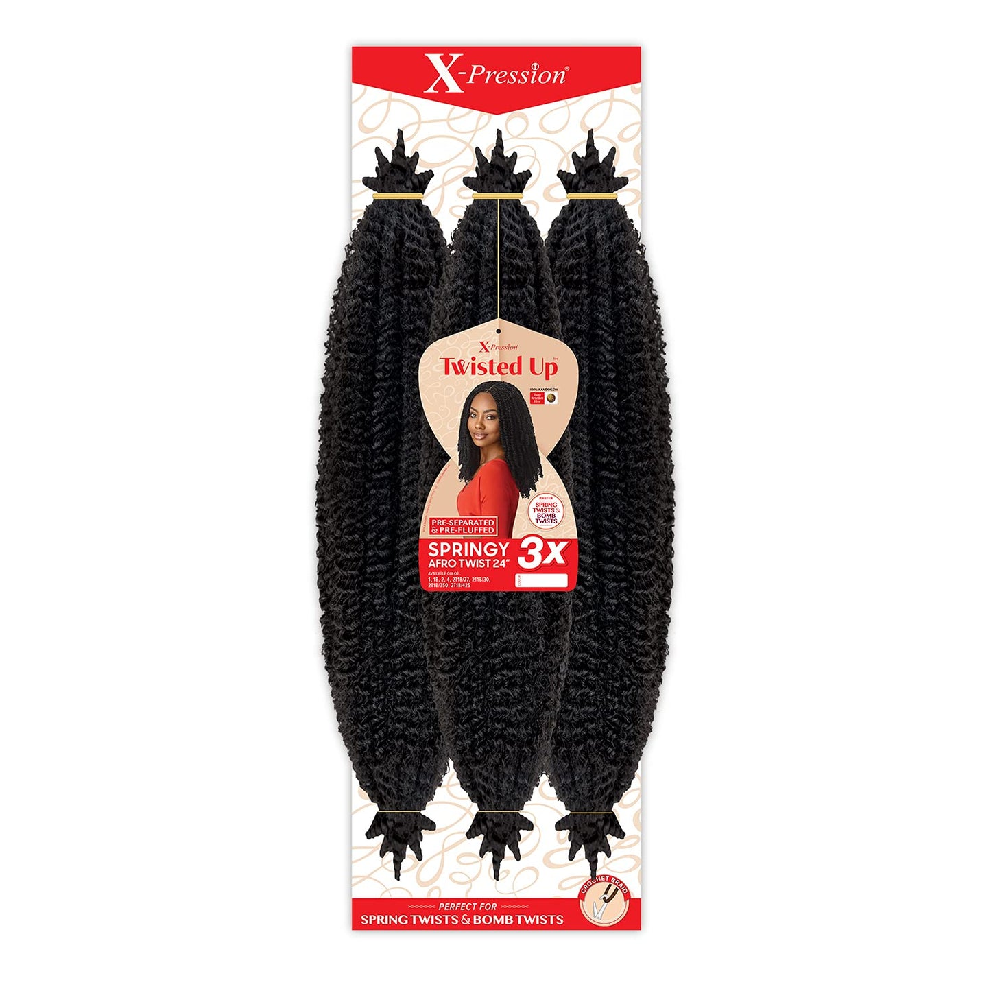 Outre Crochet Braids X-Pression Twisted Up 3X Springy Afro Twist 24'' (5-Pack, 4)