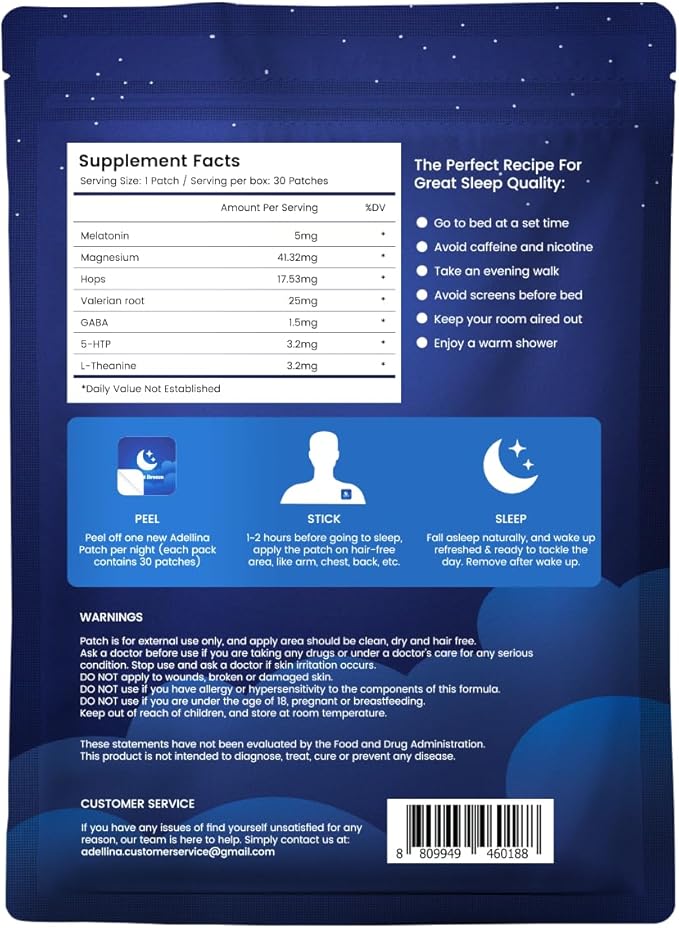 Sleep Patches for Adults Extra Strength: Sleep Support for Men and Women - Better All Natural Cruelty Free Sleep Aid Alternative (90 Count (Pack of 1))