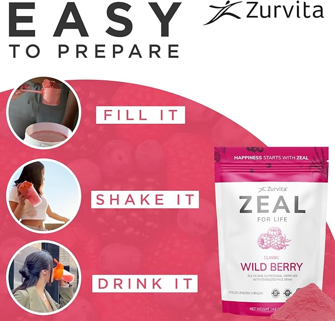 Zurvita - Zeal for Life 30-Day Wellness Bag - Wild Berry (Classic) - Nutritional Supplement for Vitality, Immunity, and Wellness - 420 Grams