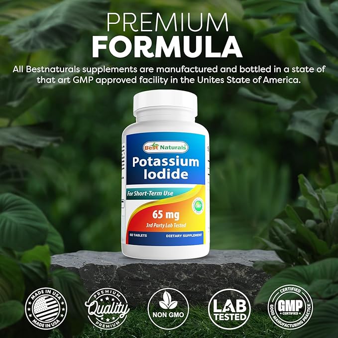 Best Naturals Potassium Iodide 65 mg - Dietary Supplement, 60 Tablets (2 Bottles) (2)