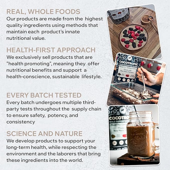 Organic Cocotropic Superfood Mushroom Hot Chocolate Mix, 8 oz | Non-GMO, Vegan, Gluten Free, Reishi Mushrooms, Chaga