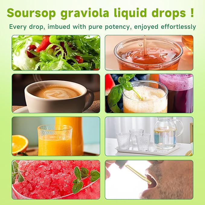2 Pack Soursop Graviola Liquid Drops - 2000mg Pure Soursop Extract Blended with 300mg Sea Moss & 100mg Elderberry - Powerful Cell Support, Antioxidant-Rich, Immune-Boosting - 4 Fl Oz (120ml) Bottle