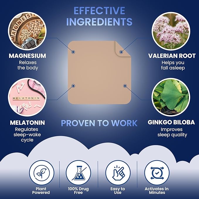 MONIER Sleep Patches for Adults Extra Strength | Easy-to-Apply Sleep Patch with Melatonin & Valerian | Relax & Wake Up Refreshed | Long-Lasting Night Comfort for Men & Women | 60 Patches