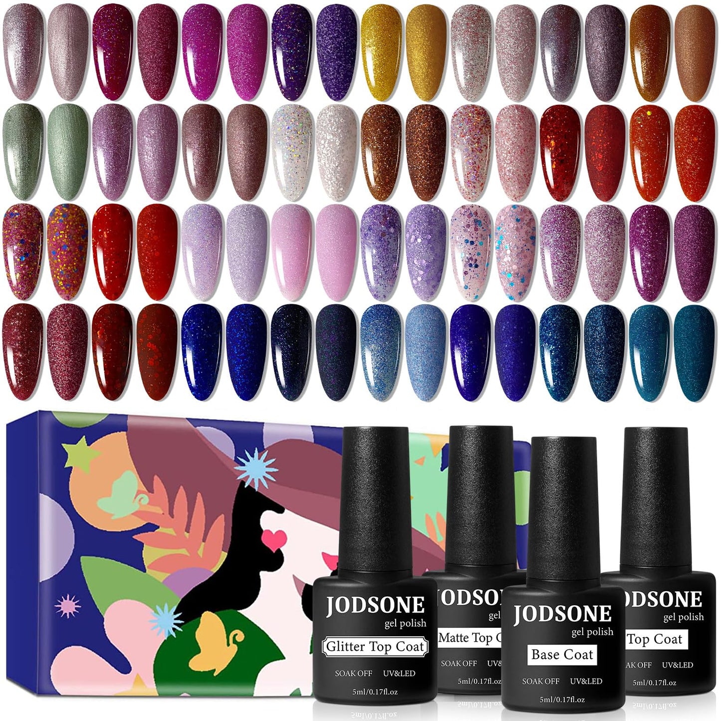 Jodsone Gel Nail Polish Shiny Nail Gel High Gloss Surface Strengthening Glitter Gel Nail Set Minimalistic Artistic Creation Star