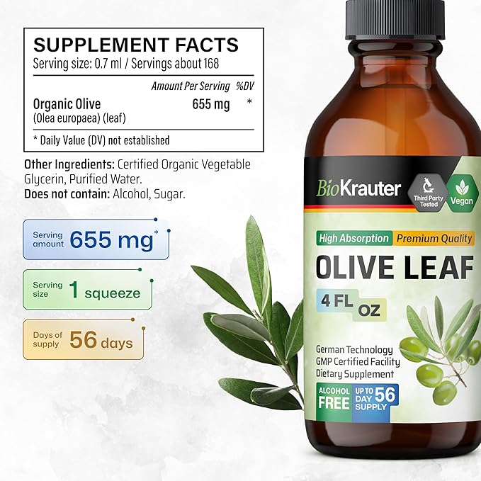BIO KRAUTER Olive Leaf Tincture 4 Fl. Oz. & Cat's Claw Tincture 4 Fl. Oz.