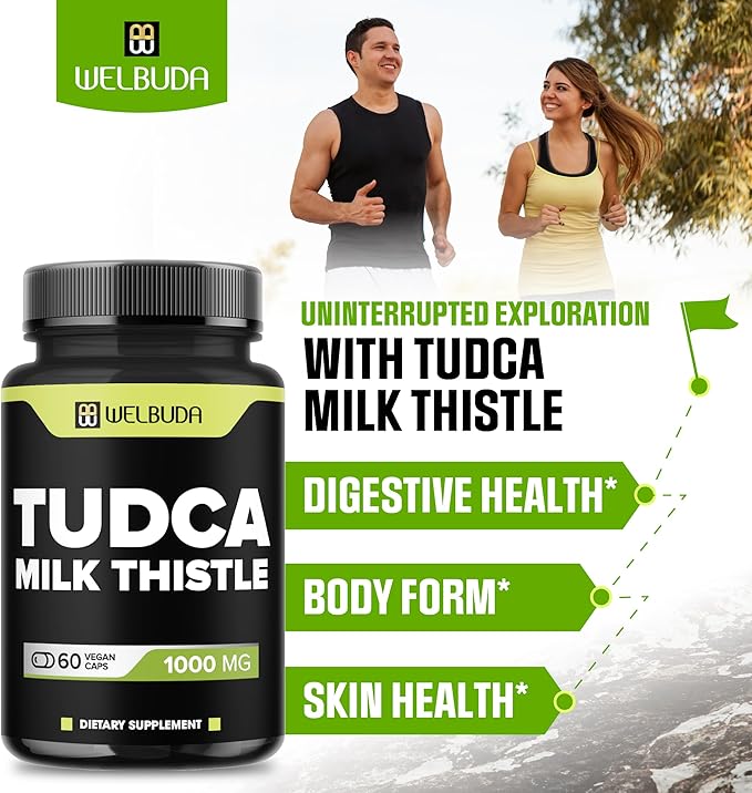 1000mg Tudca Supplement with Milk Thistle Extract - 60 Vegan Capsules - Support for Immune System, Digestion Health, Body Purification & Brain Health