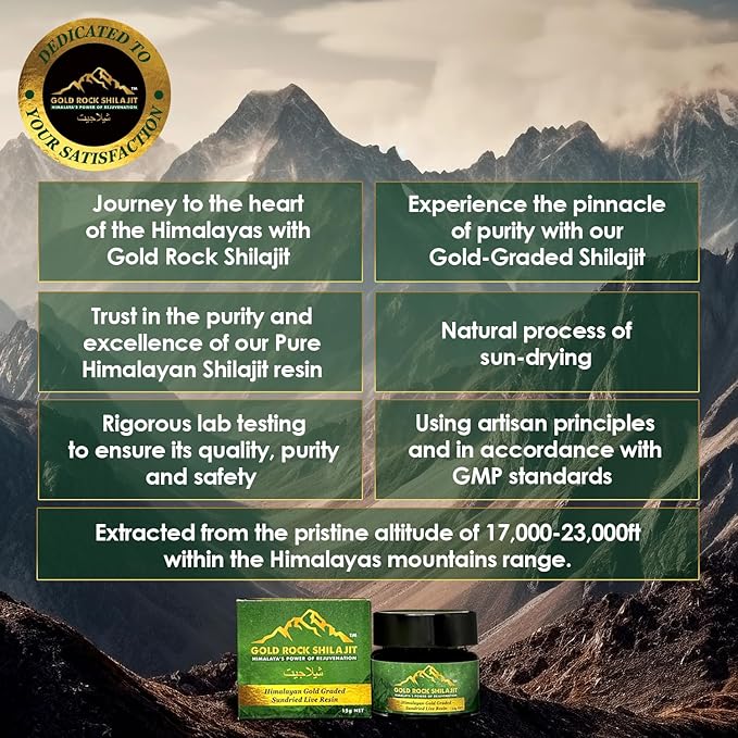 Pure Himalayan Sundried Shilajit Live Resin 15g - Authentic Gold Graded Himalayan Shilajeet Resin