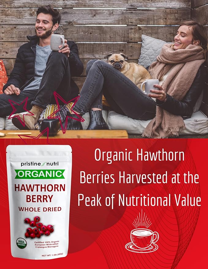 1.5 lbs (24 oz) hawthorn berry organic dried bulk | make hawthorn berry tea organic | 100% organic hawthorn berries whole dried | European Wild Berries | Make Wellness Tea for Heart Support, Blood Pressure and Stress Relief (packaging may vary)
