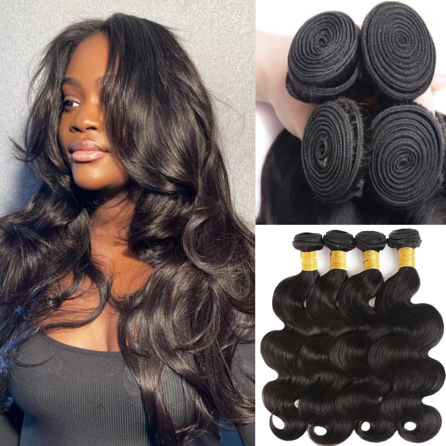 Ddodla Body Wave Bundles Human Hair 20 22 24 26 Inch 10A Grade 100% Unprocessed Brazilian Virgin Hair 4 Bundles Body Wave Human