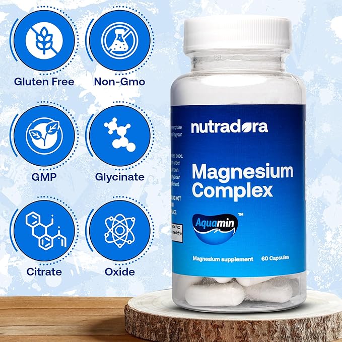 Magnesium Complex Supplement 500mg for Men & Women - Magnesium Glycinate & Oxide for Better Sleep, Muscle, & Heart Health, Formulated in USA, 60 Capsules (Pack of 1)