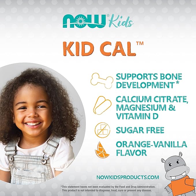 NOW Supplements, Kid Cal with Calcium Citrate, Magnesium and Vitamin D, Tart Orange, 100 Chewables, Packaging May Vary (Pack of 2)