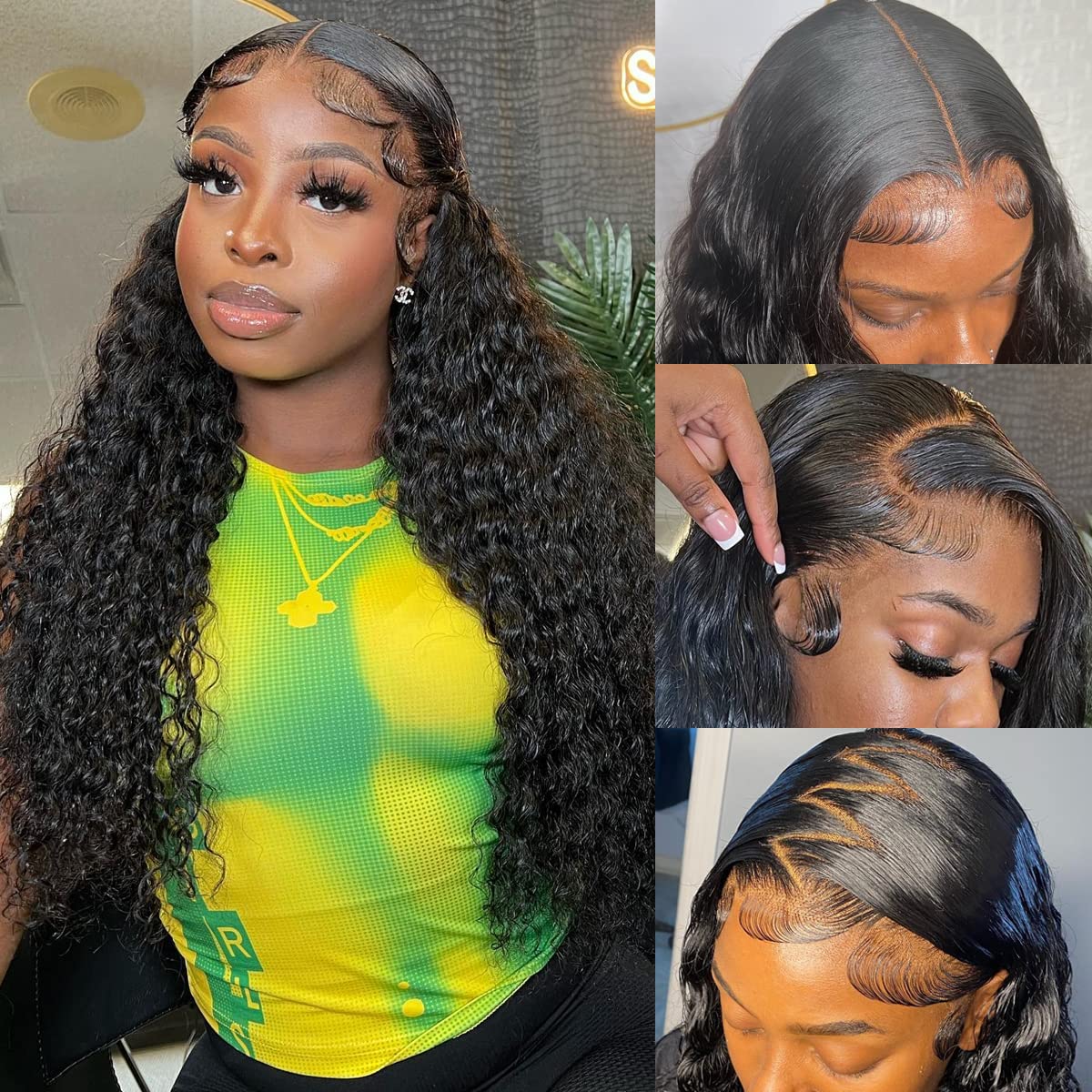 22 Inch Deep Wave Lace Front Wig Human Hair 13X6 Hd Transparent Human Hair Lace Front Wigs For Women Glueless Pre Plucked Lace F