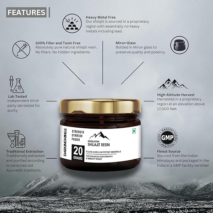 500mg Shilajit Supplement - Shilajit Pure Himalayan Organic Shilajit Resin with Highest Potency, Original From Himalayan resin with 84+ Fulvic Acid