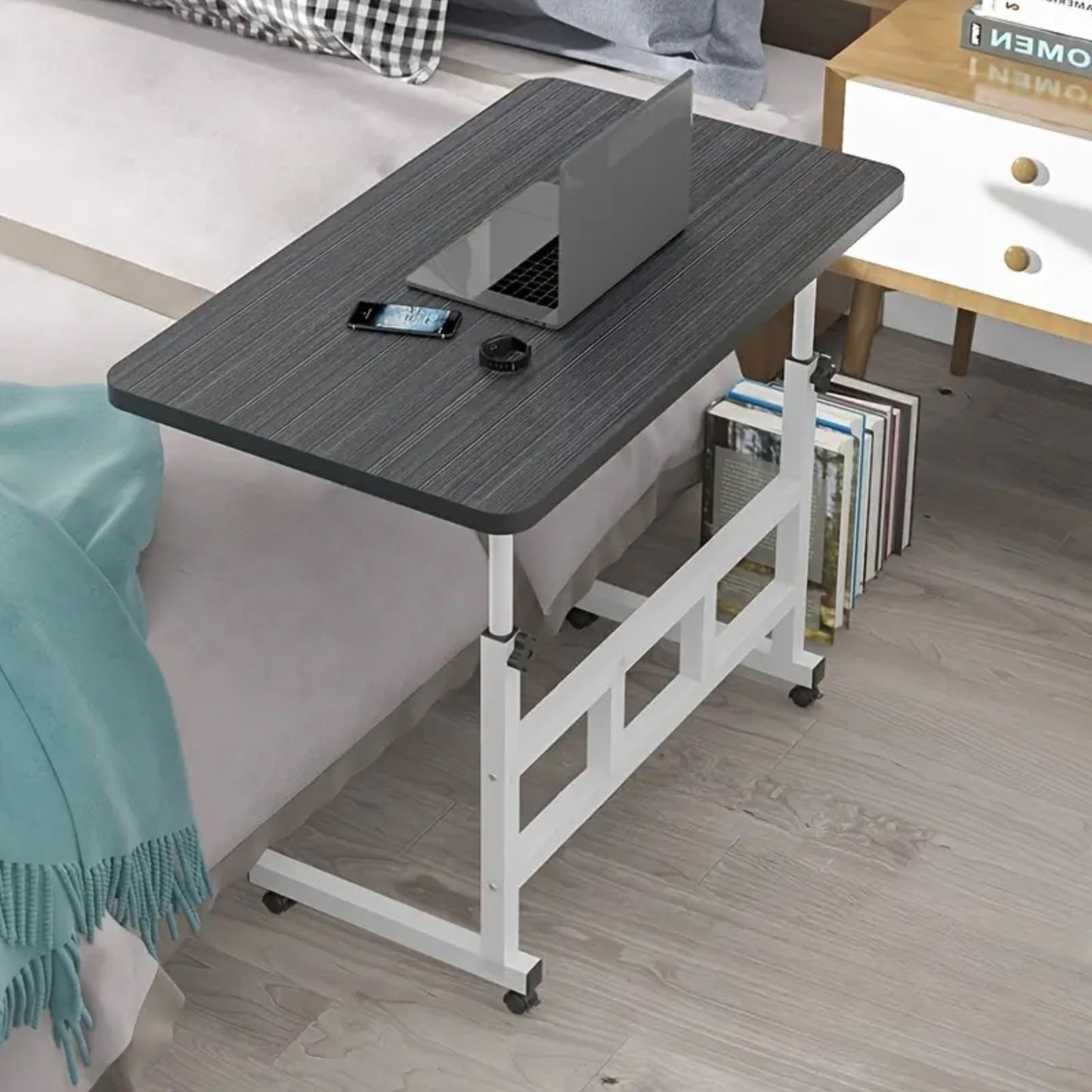 C-Shaped End Table with Wheels,Adjustable Height,Compact Rolling Side Table for Small Spaces,  Multi-Functional Sofa/Laptop/Bedside Table, Mobile Convenience Table, Modern Aesthetic, Sturdy Construc