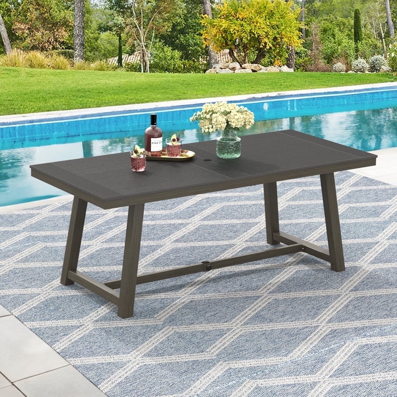 [Only 1 Table]Dycanpo Outdoor Dining Table,HDPS All-Weather Material Outdoor Table for Patio Lawn Garden,Dark Gray
