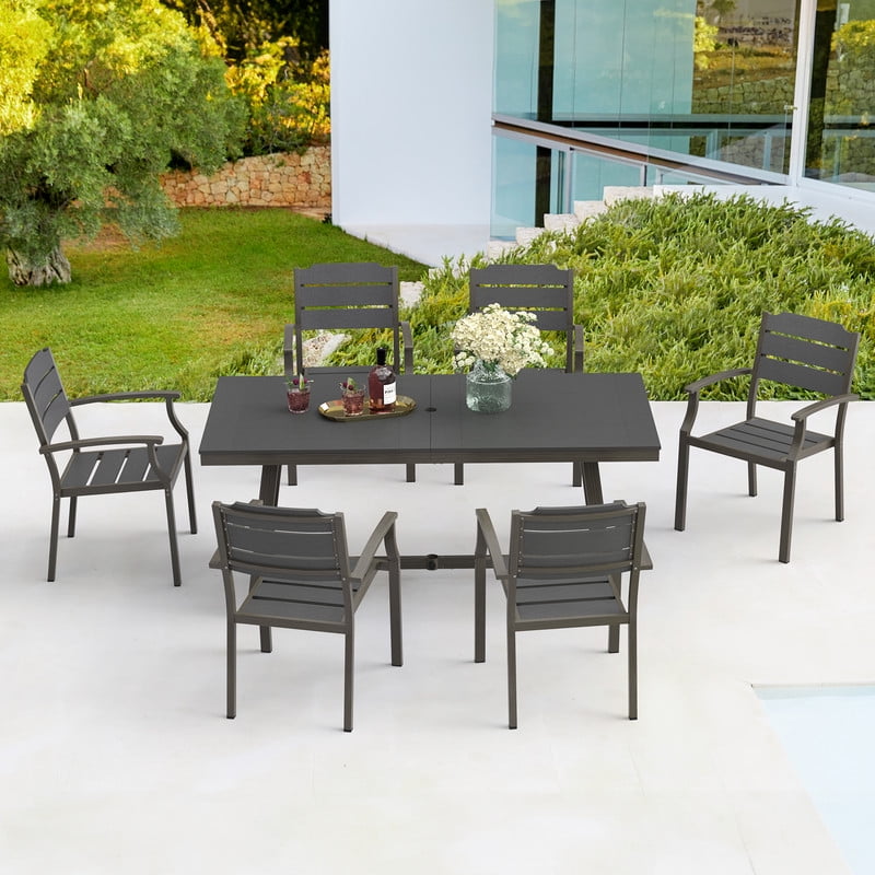 [Only 1 Table]Dycanpo Outdoor Dining Table,HDPS All-Weather Material Outdoor Table for Patio Lawn Garden,Dark Gray